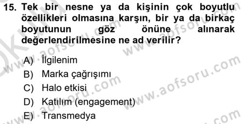 Dijital İçerik Pazarlaması Dersi 2022 - 2023 Yılı Yaz Okulu Sınav Soruları 15. Soru