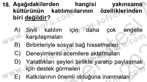 Dijital İçerik Pazarlaması Dersi 2022 - 2023 Yılı Yaz Okulu Sınav Soruları 18. Soru