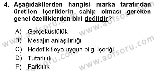 Dijital İçerik Pazarlaması Dersi 2022 - 2023 Yılı Yaz Okulu Sınav Soruları 4. Soru