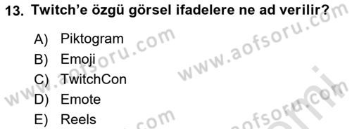 Dijital İçerik Pazarlaması Dersi 2023 - 2024 Yılı (Vize) Ara Sınav Soruları 13. Soru