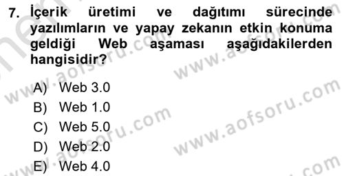 Dijital İçerik Pazarlaması Dersi 2023 - 2024 Yılı (Vize) Ara Sınav Soruları 7. Soru