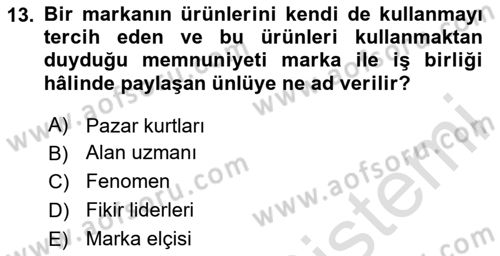 Dijital İçerik Pazarlaması Dersi 2023 - 2024 Yılı (Final) Dönem Sonu Sınav Soruları 13. Soru