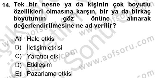 Dijital İçerik Pazarlaması Dersi 2023 - 2024 Yılı (Final) Dönem Sonu Sınavı 14. Soru