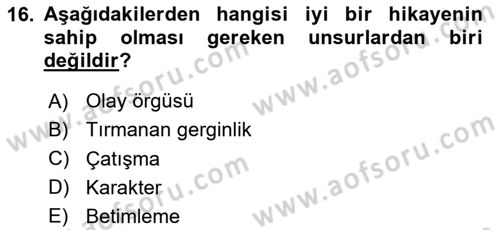 Dijital İçerik Pazarlaması Dersi 2023 - 2024 Yılı (Final) Dönem Sonu Sınav Soruları 16. Soru