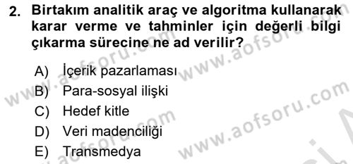 Dijital İçerik Pazarlaması Dersi 2023 - 2024 Yılı (Final) Dönem Sonu Sınav Soruları 2. Soru