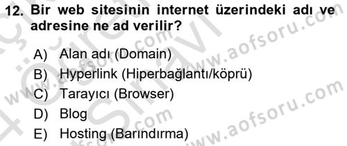 Dijital İçerik Pazarlaması Dersi 2023 - 2024 Yılı Yaz Okulu Sınav Soruları 12. Soru