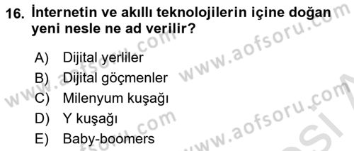 Dijital İçerik Pazarlaması Dersi 2023 - 2024 Yılı Yaz Okulu Sınav Soruları 16. Soru