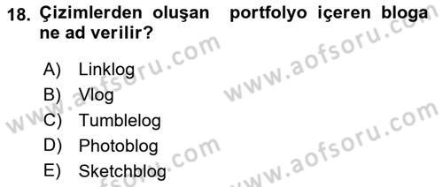 Dijital İçerik Pazarlaması Dersi 2023 - 2024 Yılı Yaz Okulu Sınav Soruları 18. Soru