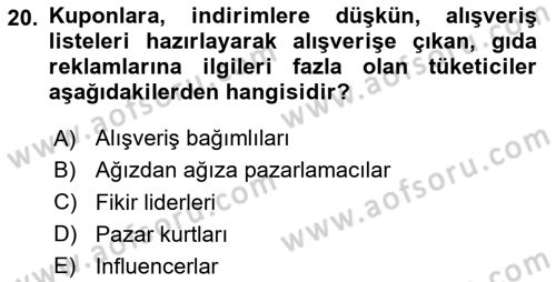 Dijital İçerik Pazarlaması Dersi 2023 - 2024 Yılı Yaz Okulu Sınav Soruları 20. Soru