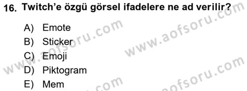 Dijital İçerik Pazarlaması Dersi 2024 - 2025 Yılı (Vize) Ara Sınav Soruları 16. Soru