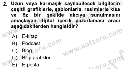 Dijital İçerik Pazarlaması Dersi 2024 - 2025 Yılı (Vize) Ara Sınav Soruları 2. Soru
