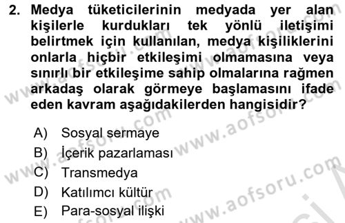 Dijital İçerik Pazarlaması Dersi 2024 - 2025 Yılı (Final) Dönem Sonu Sınav Soruları 2. Soru