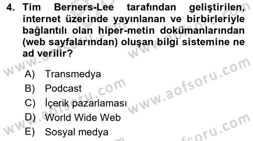 Dijital İçerik Pazarlaması Dersi 2024 - 2025 Yılı (Final) Dönem Sonu Sınav Soruları 4. Soru