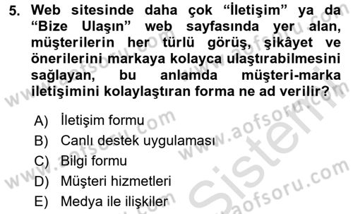 Dijital İçerik Pazarlaması Dersi 2024 - 2025 Yılı (Final) Dönem Sonu Sınav Soruları 5. Soru