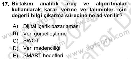 Dijital İçerik Pazarlaması Dersi 2025 - 2026 Yılı (Vize) Ara Sınav Soruları 17. Soru