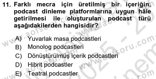 Dijital İçerik Pazarlaması Dersi 2025 - 2026 Yılı (Final) Dönem Sonu Sınav Soruları 11. Soru