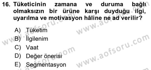 Dijital İçerik Pazarlaması Dersi 2025 - 2026 Yılı (Final) Dönem Sonu Sınav Soruları 16. Soru