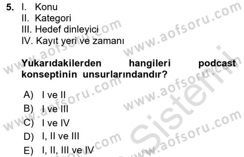 Dijital İçerik Pazarlaması Dersi 2025 - 2026 Yılı (Final) Dönem Sonu Sınav Soruları 5. Soru