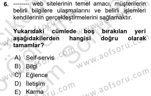 Dijital İçerik Pazarlaması Dersi 2025 - 2026 Yılı (Final) Dönem Sonu Sınav Soruları 6. Soru