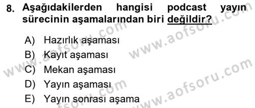 Dijital İçerik Pazarlaması Dersi 2025 - 2026 Yılı (Final) Dönem Sonu Sınav Soruları 8. Soru