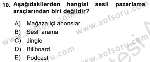 Dijital İçerik Pazarlaması Dersi 2025 - 2026 Yılı Yaz Okulu Sınav Soruları 10. Soru