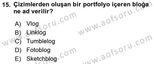 Dijital İçerik Pazarlaması Dersi 2025 - 2026 Yılı Yaz Okulu Sınav Soruları 15. Soru
