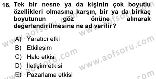 Dijital İçerik Pazarlaması Dersi 2025 - 2026 Yılı Yaz Okulu Sınav Soruları 16. Soru