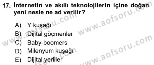 Dijital İçerik Pazarlaması Dersi 2025 - 2026 Yılı Yaz Okulu Sınav Soruları 17. Soru