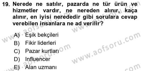 Dijital İçerik Pazarlaması Dersi 2025 - 2026 Yılı Yaz Okulu Sınav Soruları 19. Soru