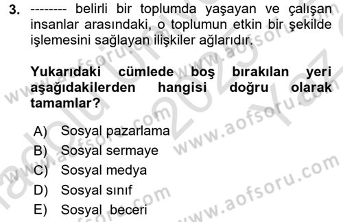 Dijital İçerik Pazarlaması Dersi 2025 - 2026 Yılı Yaz Okulu Sınav Soruları 3. Soru
