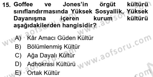 Kurumiçi Halkla İlişkiler Dersi Ara Sınavı Deneme Sınav Soruları 15. Soru