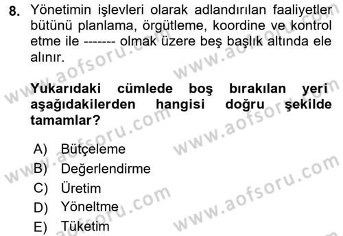 Kurumiçi Halkla İlişkiler Dersi Ara Sınavı Deneme Sınav Soruları 8. Soru