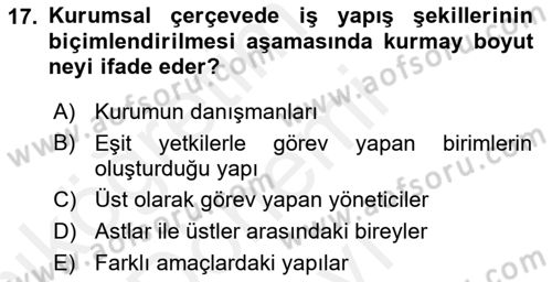 Kurumiçi Halkla İlişkiler Dersi 2017 - 2018 Yılı (Final) Dönem Sonu Sınavı 17. Soru