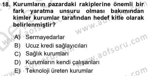 Kurumiçi Halkla İlişkiler Dersi 2018 - 2019 Yılı 3 Ders Sınav Soruları 18. Soru