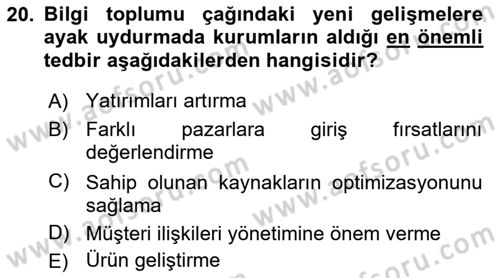 Kurumiçi Halkla İlişkiler Dersi 2018 - 2019 Yılı 3 Ders Sınav Soruları 20. Soru