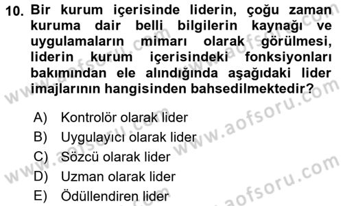 Kurumiçi Halkla İlişkiler Dersi Ara Sınavı Deneme Sınav Soruları 10. Soru