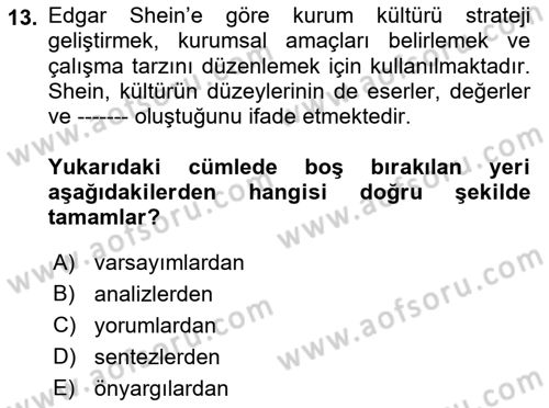 Kurumiçi Halkla İlişkiler Dersi Ara Sınavı Deneme Sınav Soruları 13. Soru