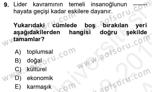 Kurumiçi Halkla İlişkiler Dersi Ara Sınavı Deneme Sınav Soruları 9. Soru
