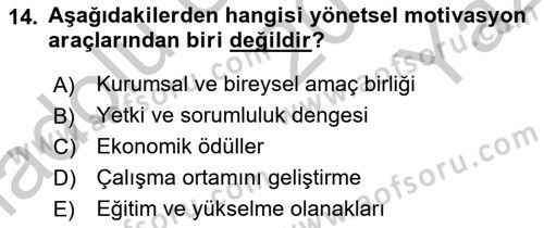 Kurumiçi Halkla İlişkiler Dersi 2018 - 2019 Yılı Yaz Okulu Sınav Soruları 14. Soru