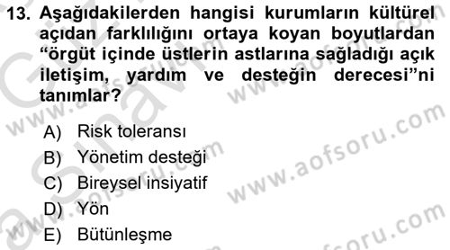 Kurumiçi Halkla İlişkiler Dersi Ara Sınavı Deneme Sınav Soruları 13. Soru