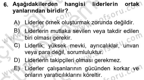 Kurumiçi Halkla İlişkiler Dersi Ara Sınavı Deneme Sınav Soruları 6. Soru