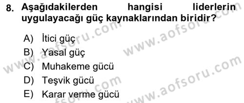 Kurumiçi Halkla İlişkiler Dersi Ara Sınavı Deneme Sınav Soruları 8. Soru
