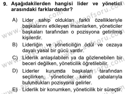 Kurumiçi Halkla İlişkiler Dersi Ara Sınavı Deneme Sınav Soruları 9. Soru