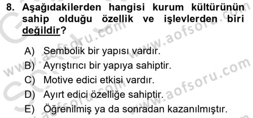 Kurumiçi Halkla İlişkiler Dersi 2019 - 2020 Yılı (Final) Dönem Sonu Sınav Soruları 8. Soru