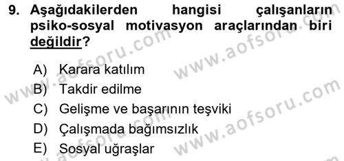 Kurumiçi Halkla İlişkiler Dersi 2019 - 2020 Yılı (Final) Dönem Sonu Sınav Soruları 9. Soru