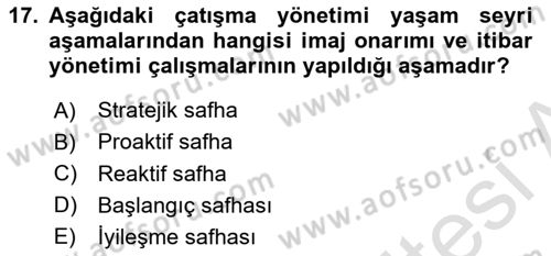 Kurumiçi Halkla İlişkiler Dersi 2020 - 2021 Yılı Yaz Okulu Sınav Soruları 17. Soru