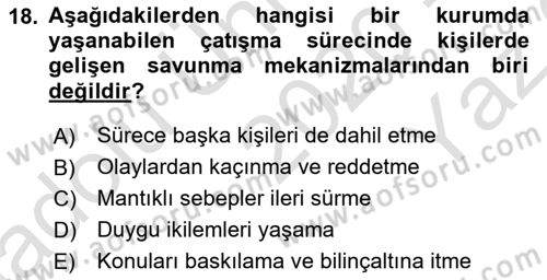 Kurumiçi Halkla İlişkiler Dersi 2020 - 2021 Yılı Yaz Okulu Sınav Soruları 18. Soru