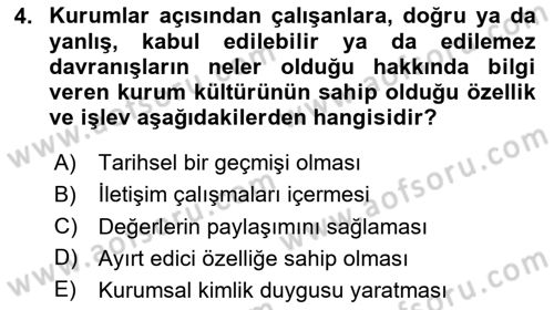 Kurumiçi Halkla İlişkiler Dersi 2020 - 2021 Yılı Yaz Okulu Sınav Soruları 4. Soru