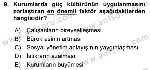 Kurumiçi Halkla İlişkiler Dersi 2020 - 2021 Yılı Yaz Okulu Sınav Soruları 9. Soru
