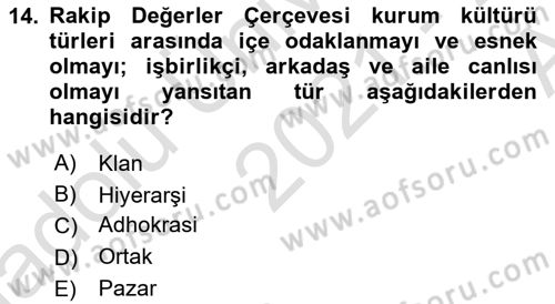 Kurumiçi Halkla İlişkiler Dersi Ara Sınavı Deneme Sınav Soruları 14. Soru
